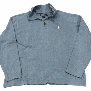 Polo Ralph Lauren Estate Rib 1/4 Zip Pullover Light Blue XL Vintage 90s